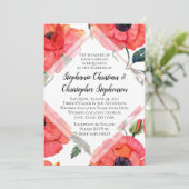 Mohnblume Blume Wasserfarben Rote Blüte Hochzeit Einladung (Stehend Vorderseite)