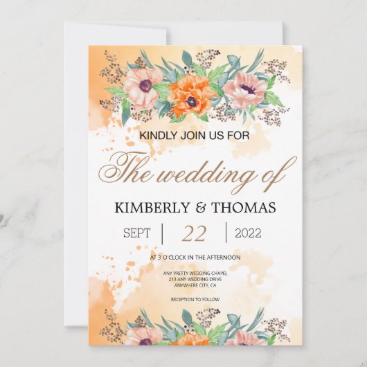 Mohnblume Blume Wasserfarbenpräsenz Einladung (Vorderseite)