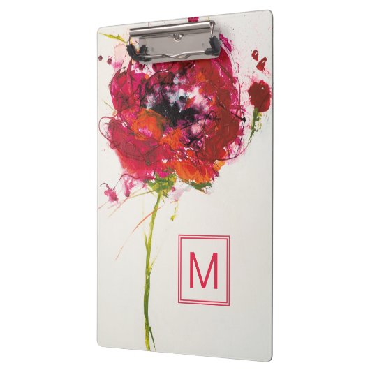 Mohnblume des Monogramm-| auf Weiß Klemmbrett (Links)