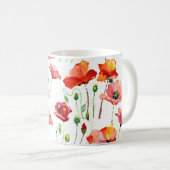 Mohnblume: Einfach Nahtloser Hintergrund. Kaffeetasse (VorderseiteRechts)