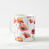 Mohnblume: Einfach Nahtloser Hintergrund. Kaffeetasse (Vorderseite Links)