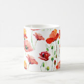 Mohnblume: Einfach Nahtloser Hintergrund. Kaffeetasse (Mittel)
