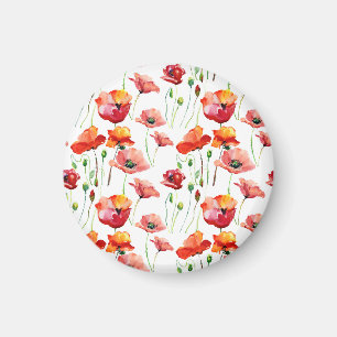 Mohnblume: Einfach Nahtloser Hintergrund. Magnet