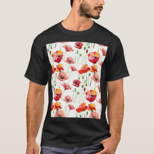Mohnblume: Einfach Nahtloser Hintergrund. T-Shirt