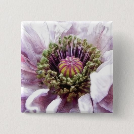 Mohnblume - elegante lila Rüschen Button (Vorderseite)