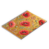 Mohnblume fleur goldenes Design Notizblock (Linke Seite)