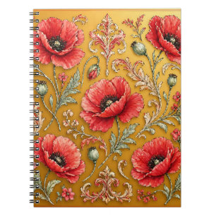 Mohnblume fleur goldenes Design Notizblock