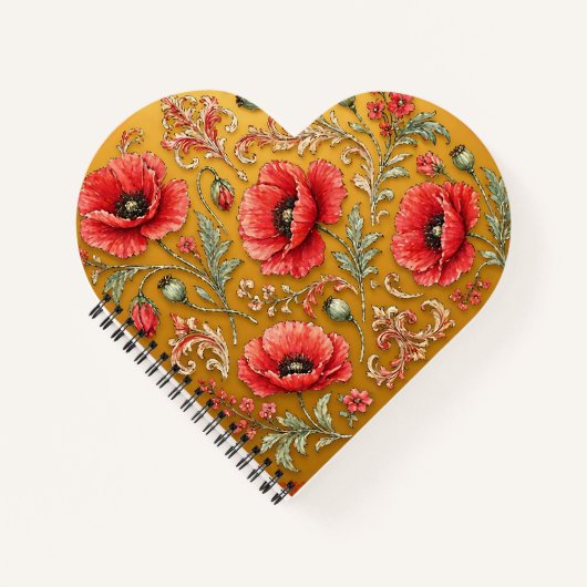 Mohnblume fleur goldenes Design Notizblock (Vorderseite)