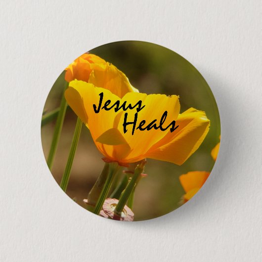 Mohnblume Jesus heilt Knopf Button (Vorderseite)