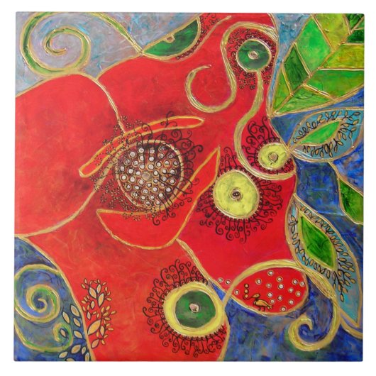 "Mohnblume" (Malerei) Fliese (Vorderseite)