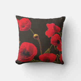Mohnblume Rot Florales Wasserfarb-Effekt Abstract Kissen