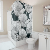 Mohnblume, Schwarz-weiße Blume. Duschvorhang (Beispiel)