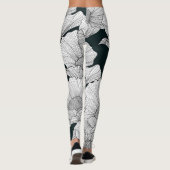 Mohnblume, Schwarz-weiße Blume. Leggings (Rückseite)