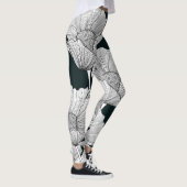 Mohnblume, Schwarz-weiße Blume. Leggings (Rechts)