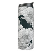 Mohnblume, Schwarz-weiße Blume. Thermosbecher (Nach links gedreht)