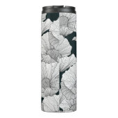 Mohnblume, Schwarz-weiße Blume. Thermosbecher (Rückseite)