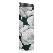 Mohnblume, Schwarz-weiße Blume. Thermosbecher (Nach rechts gedreht)