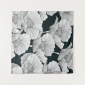 Mohnblume, Schwarz-weiße Blume. Wandteppich (Vorderseite (Horizontal))