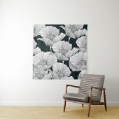 Mohnblume, Schwarz-weiße Blume. Wandteppich (Beispiel)