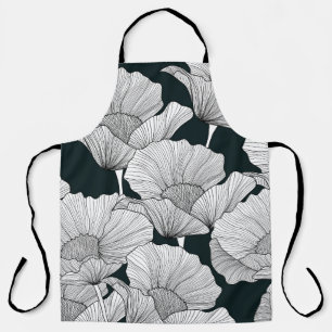 Mohnblume, schwarze weiße Linie. Schürze