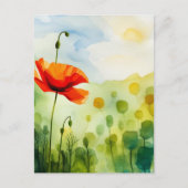 Mohnblume, Wiese, Aquarellkunst Postkarte (Vorderseite)