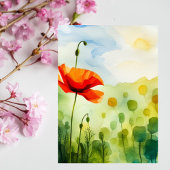 Mohnblume, Wiese, Aquarellkunst Postkarte