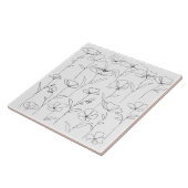 Mohnblume Wildblume Schwarz-Weiß-Minimal-Blüte Fliese (Seite)