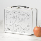 Mohnblume Wildblume Schwarz-Weiß-Minimal-Blüte Metall Brotdose (Beispiel)