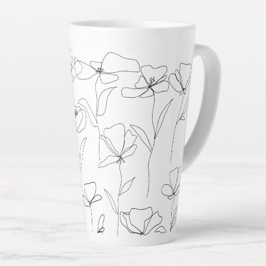 Mohnblume Wildblume Schwarz-Weiß-Minimal-Blüte Milchtasse (Rechte Ecke)