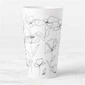 Mohnblume Wildblume Schwarz-Weiß-Minimal-Blüte Milchtasse (Vorderseite)