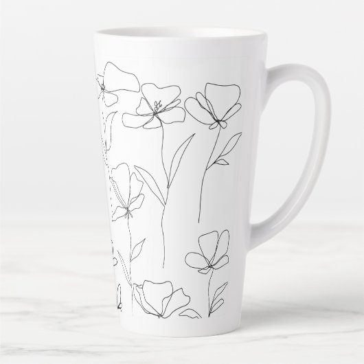 Mohnblume Wildblume Schwarz-Weiß-Minimal-Blüte Milchtasse (Rechts)