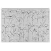 Mohnblume Wildblume Schwarz-Weiß-Minimal-Blüte Schneidebrett (Vorderseite)