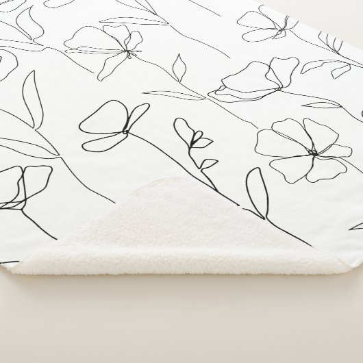 Mohnblume Wildblume Schwarz-Weiß-Minimal-Blüte Sherpadecke (3/4)