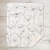 Mohnblume Wildblume Schwarz-Weiß-Minimal-Blüte Sherpadecke