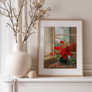 Mohnblumen am Fenster Olga Wisinger-Florian Poster