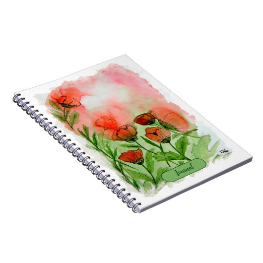 Mohnblumen Aquarell - Notizblock (Rechte Seite)