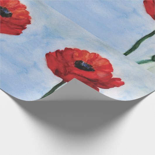Mohnblumen-Aquarell Packpapier, 30 in x 6 ft Geschenkpapier (Ecke)