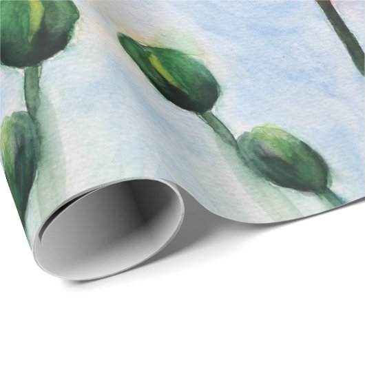 Mohnblumen-Aquarell Packpapier, 30 in x 6 ft Geschenkpapier (Rolleneckpunkt)