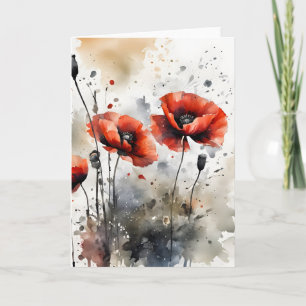 Mohnblumen - Aquarellblumen Karte
