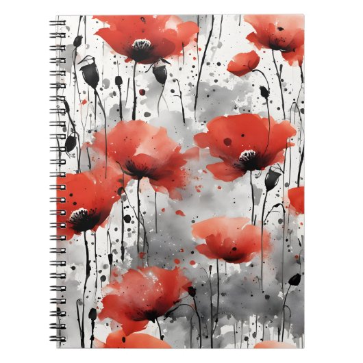 Mohnblumen - Aquarellblumen Notizblock (Vorderseite)