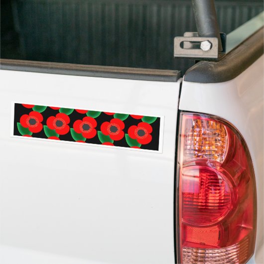 Mohnblumen auf Schwarzem Autoaufkleber (Auf Lkw)