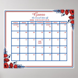 Mohnblumen-Baby-Shower-Vorhersage-Kalender  Poster