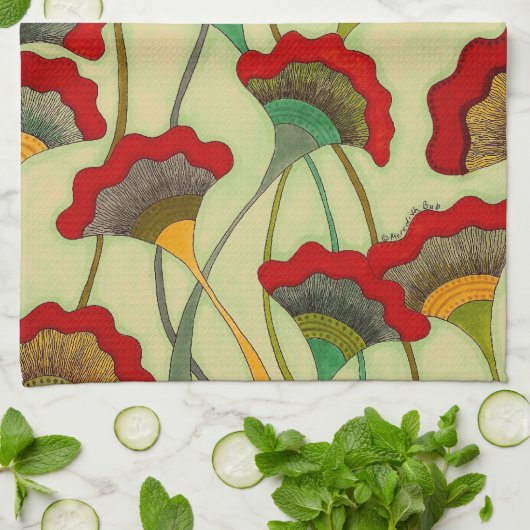 Mohnblumen - BaumwollGeschirrtuch Handtuch (Gefaltet)