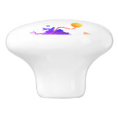 Mohnblumen Blume Aquarell Individuelle Name Keramikknauf (Seitenansicht)