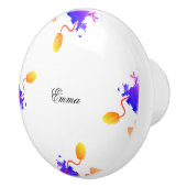 Mohnblumen Blume Aquarell Individuelle Name Keramikknauf (Rechts)