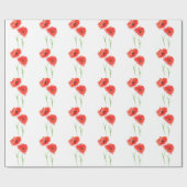 Mohnblumen Blume Aquarellmohn Muster Chic Geschenkpapier (Flach)