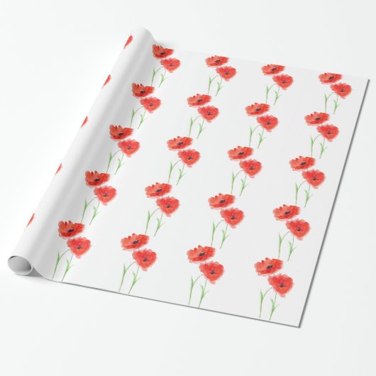 Mohnblumen Blume Aquarellmohn Muster Chic Geschenkpapier (Ungerollt)