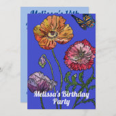 Mohnblumen Blume Geburtstag Kinder Einladung (Vorne/Hinten)