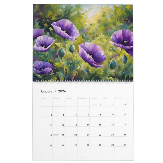 Mohnblumen Blume Kunst, Natur Kalender (Jan 2026)