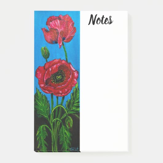 Mohnblumen-Blume Post-it Klebezettel (Vorderseite)